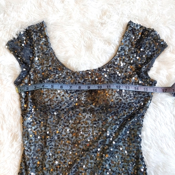 Jump Apparel || Sequin & Beaded Dress, Size 1/2, Silver Grey - Picture 5 of 6